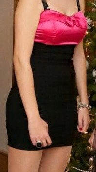 Jurk zwart met roze maat M / L 38 40 strapless gala bruiloft, Maat 38/40 (M), Zwart, Ophalen of Verzenden, Zo goed als nieuw