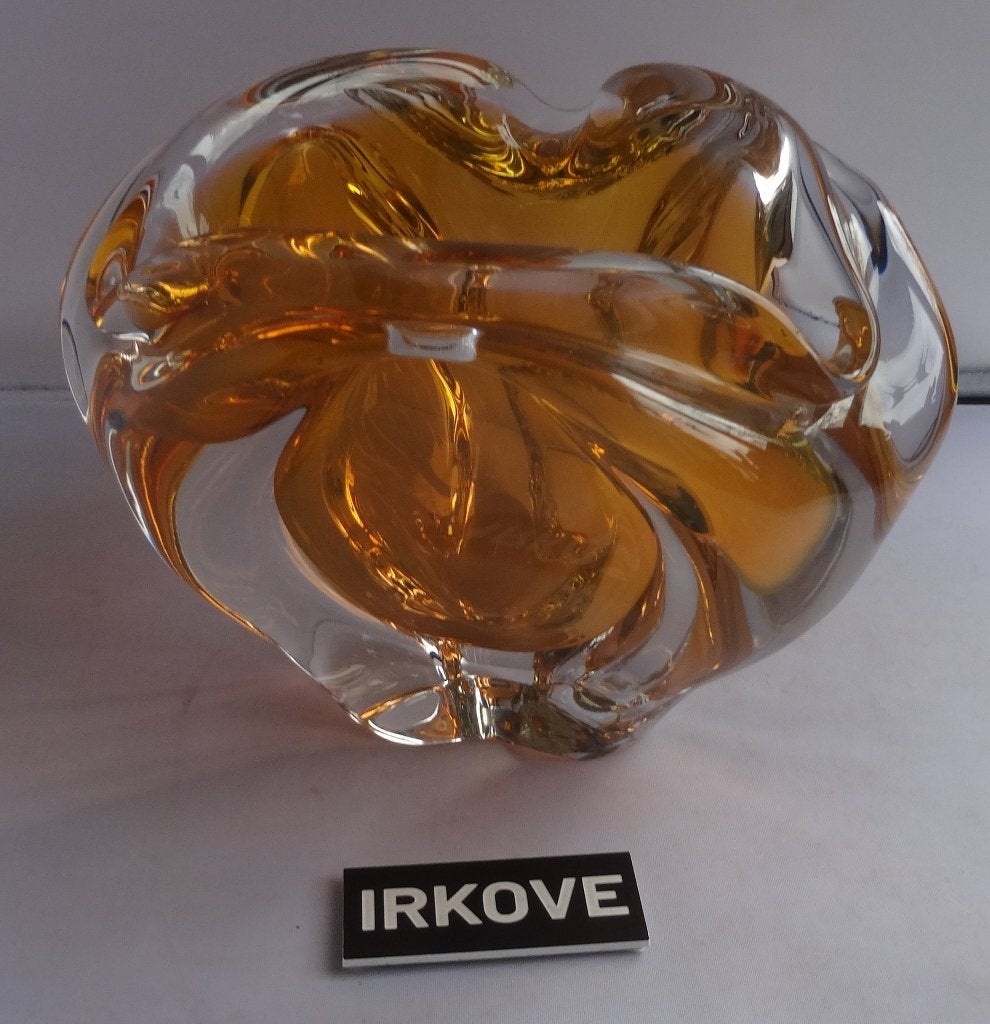 JOSEF HOSPODKA KRISTAL * TWEE KLEURIGE SCHAAL * Gaaf *, Glas, Verzenden, Handgemaakt, Object