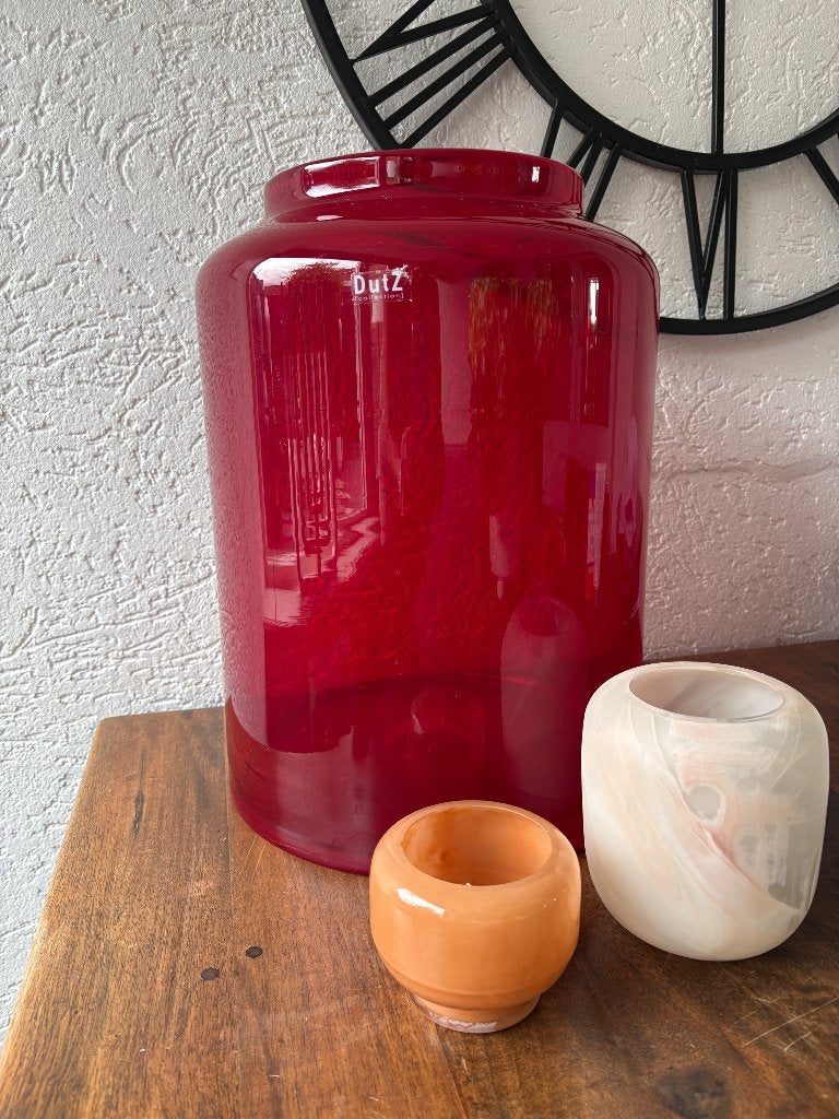 Grote rode vaas van Dutz 42 cm hoog, Ophalen, Minder dan 50 cm, Rood, Glas