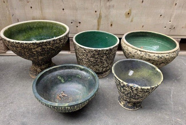 15x  Vintage Berkenbast Aardewerk Potten en Schalen Set, Ophalen of Verzenden