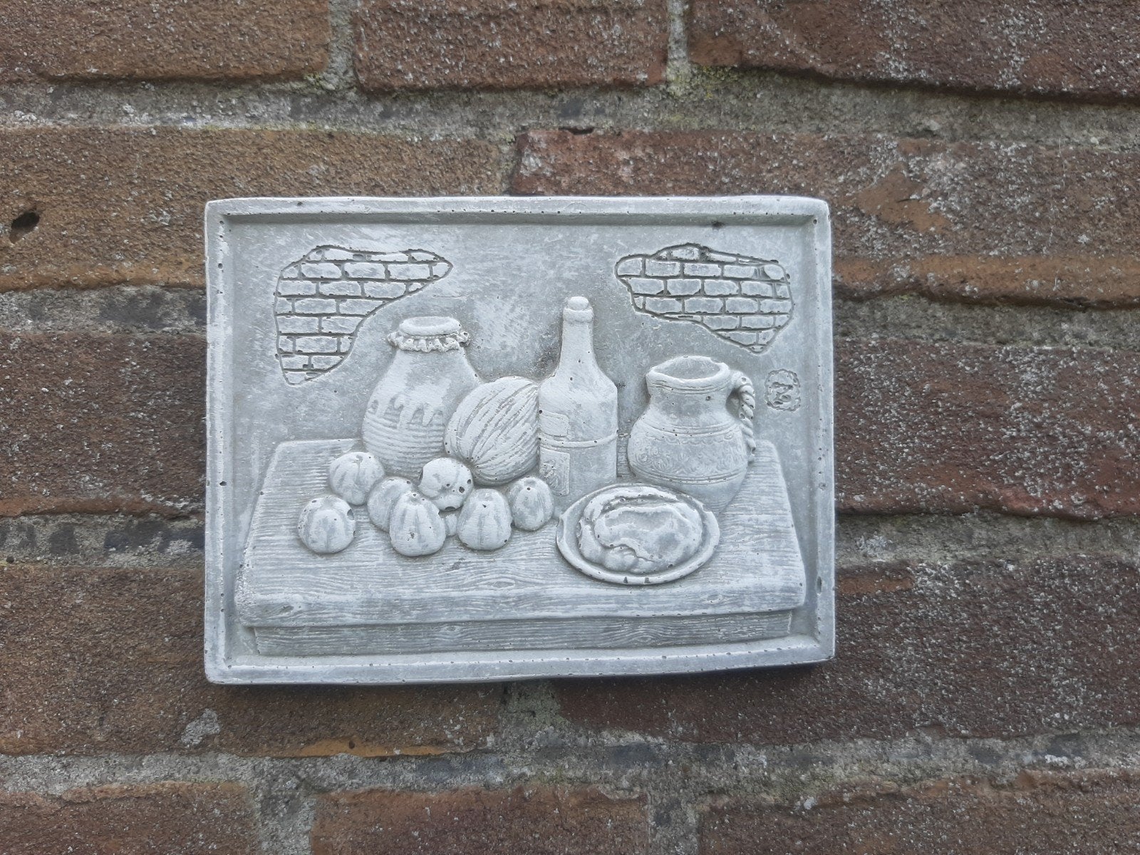 Stilleven wanddecoratie betonnen beeld tuinbeeld beton, Ophalen of Verzenden