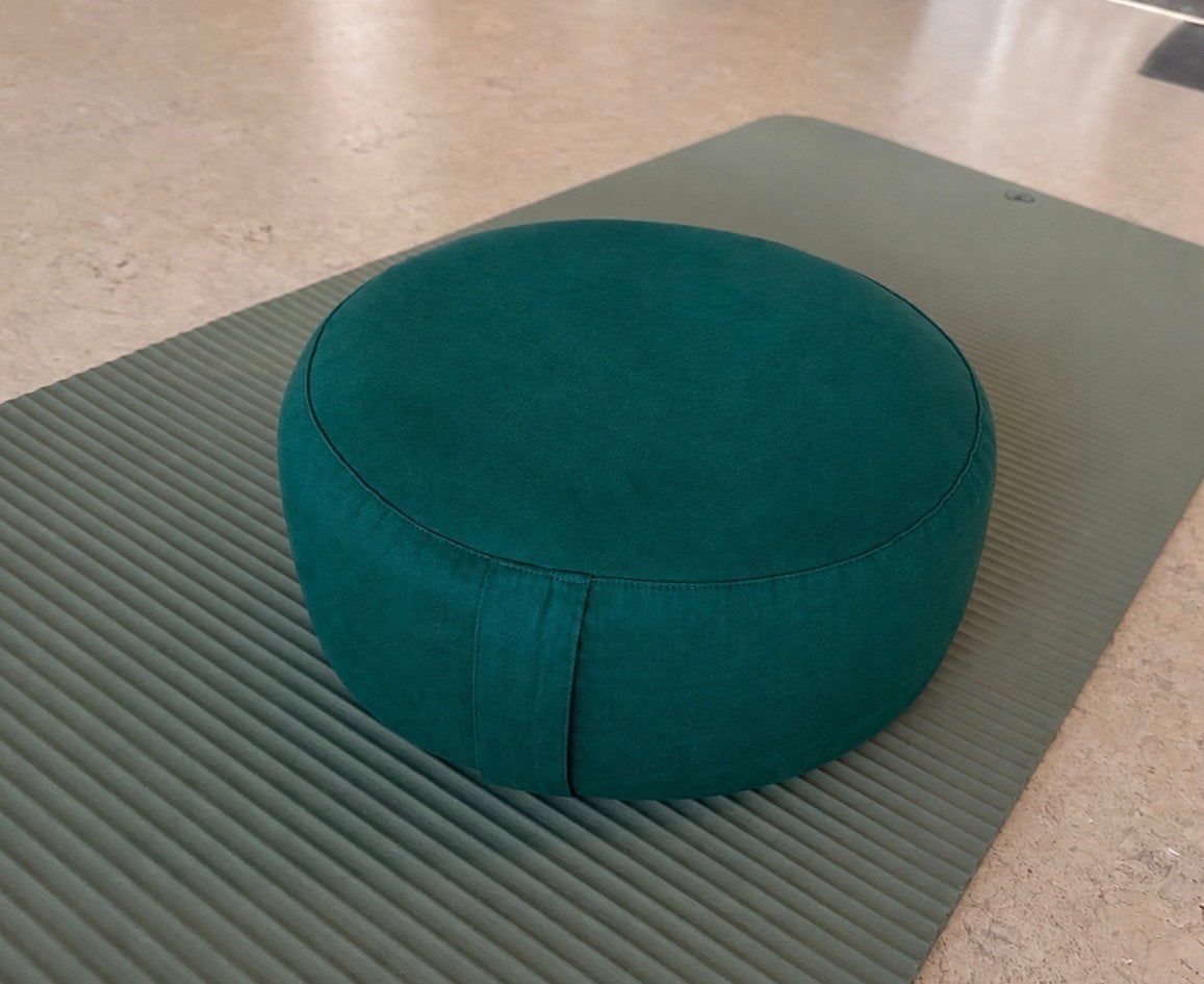 Donkergroen meditatiekussen / zitkussen, Overige merken, Gebruikt, Rond, Met bevestigingsbandjes