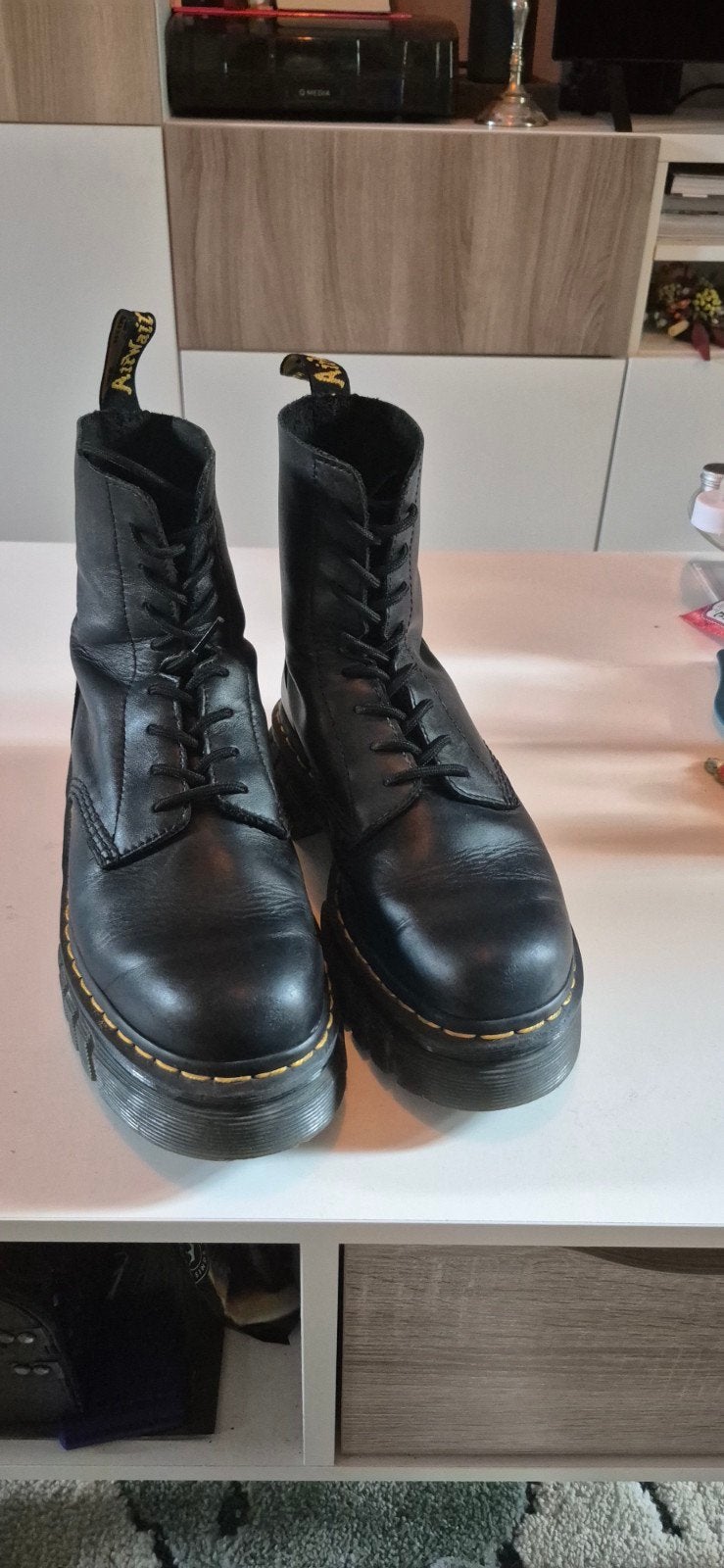 Dr. Martens Audrick 8-Eye Boot - Zwart Leer, Maat 40, Zwart, Lage of Enkellaarzen, Ophalen of Verzenden, Dr. Martens