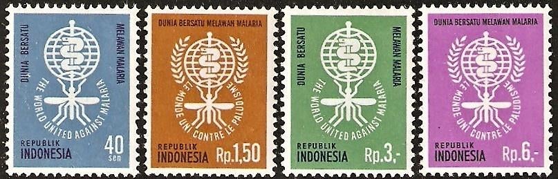Indonesië 336-339 serie anti malaria., Verzenden, Postfris, Oost-Azië