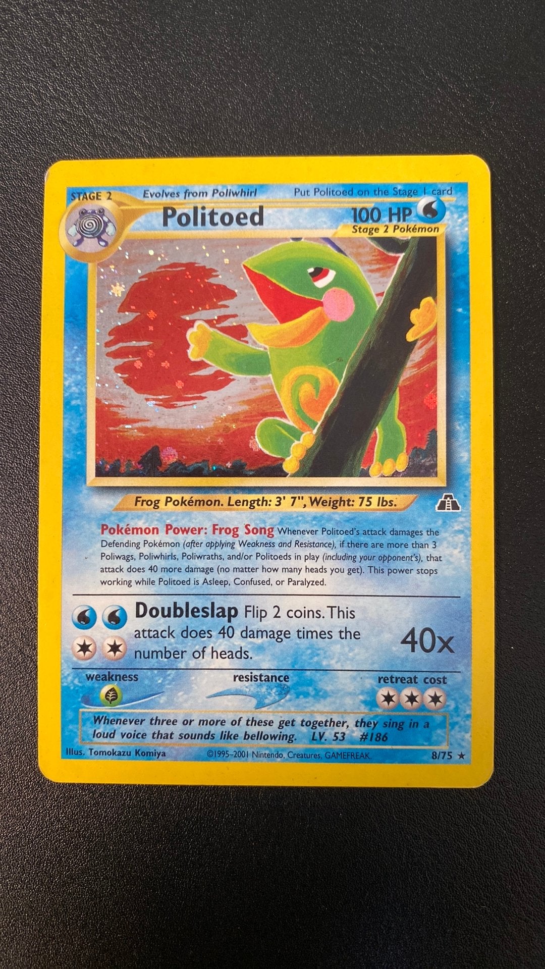 Pokemon politoed 8/75 holo neo discovery, Ophalen of Verzenden, Gebruikt, Losse kaart
