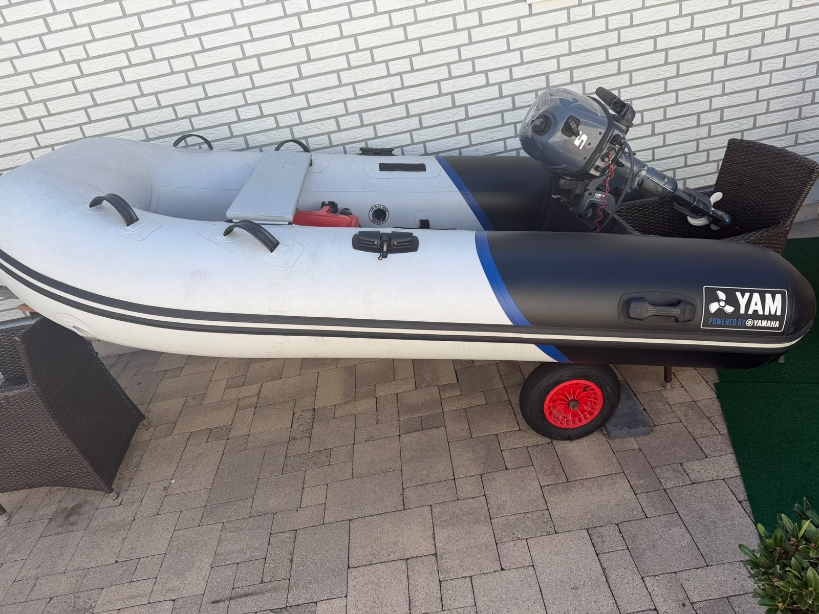 YAM Type 275 met Yamaha 5 pk FourStroke buitenboordmotor, Watersport en Boten, Ophalen, Airdeck, Inclusief motor, Rptschneider@hotmail.com