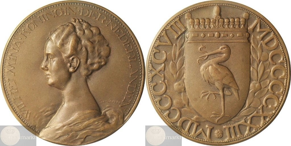 Historiepenning 1923 '25-Jarig Regeringsjubileum Wilhelmina', Ophalen of Verzenden, Brons, Nederland
