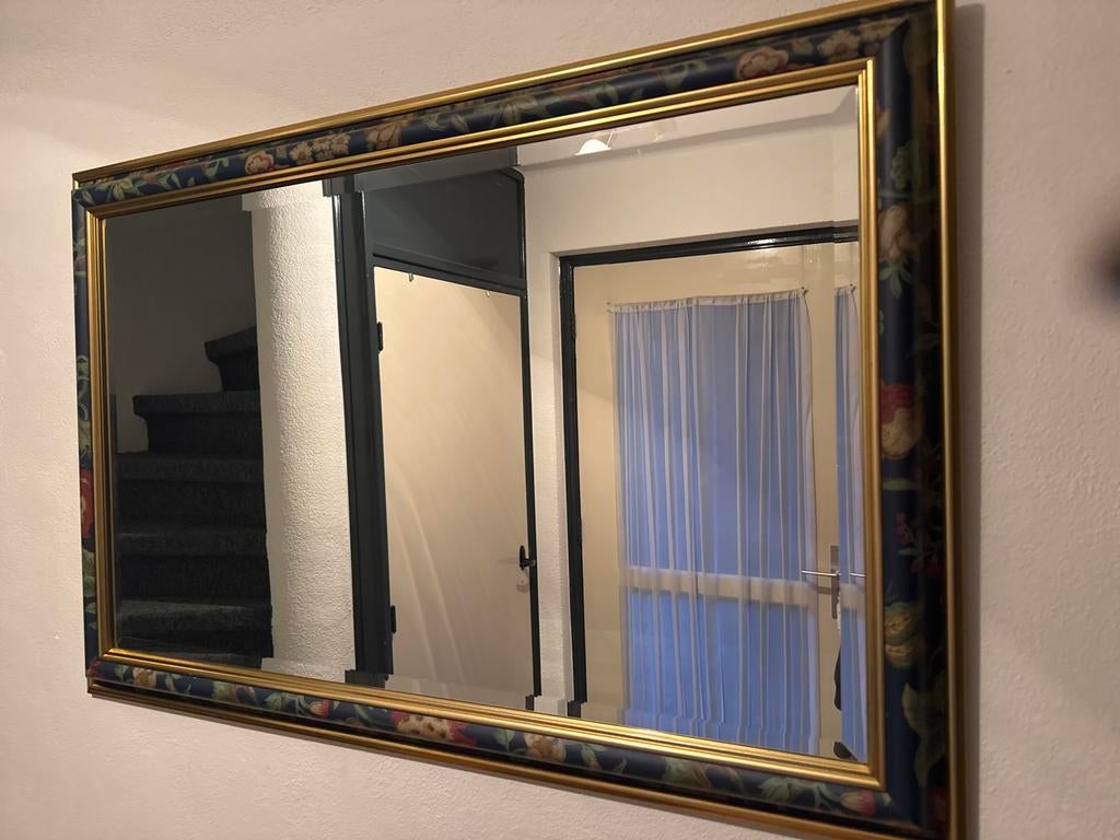 2 Spiegels met facetrand, 100x65 cm, bloemmotief, Huis en Inrichting, Gebruikt, Ophalen of Verzenden, 75 tot 100 cm, Minder dan 100 cm