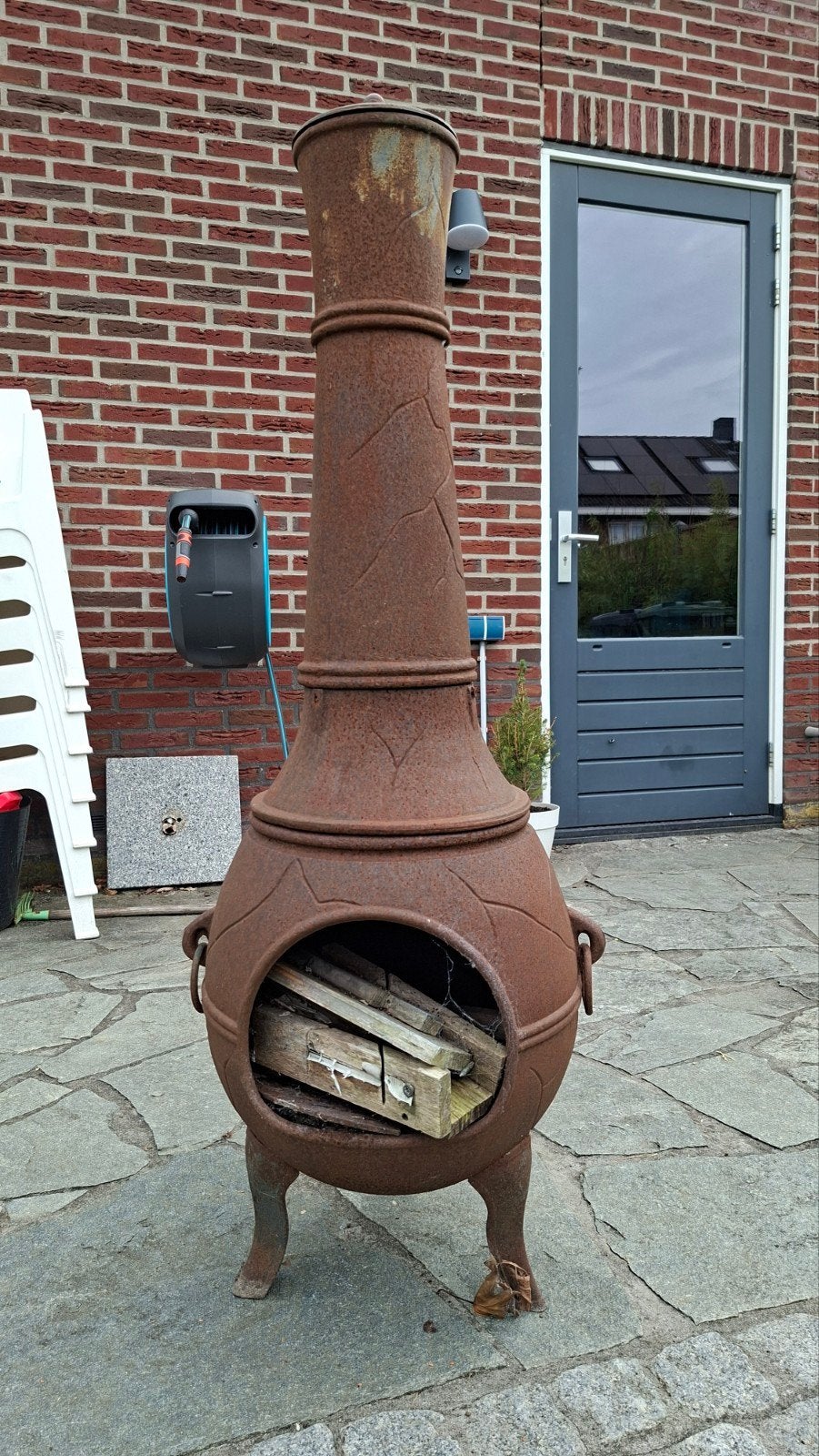 Rustieke gietijzeren vuurkorf / terrashaard, Ophalen, Gebruikt, Vuurkorf