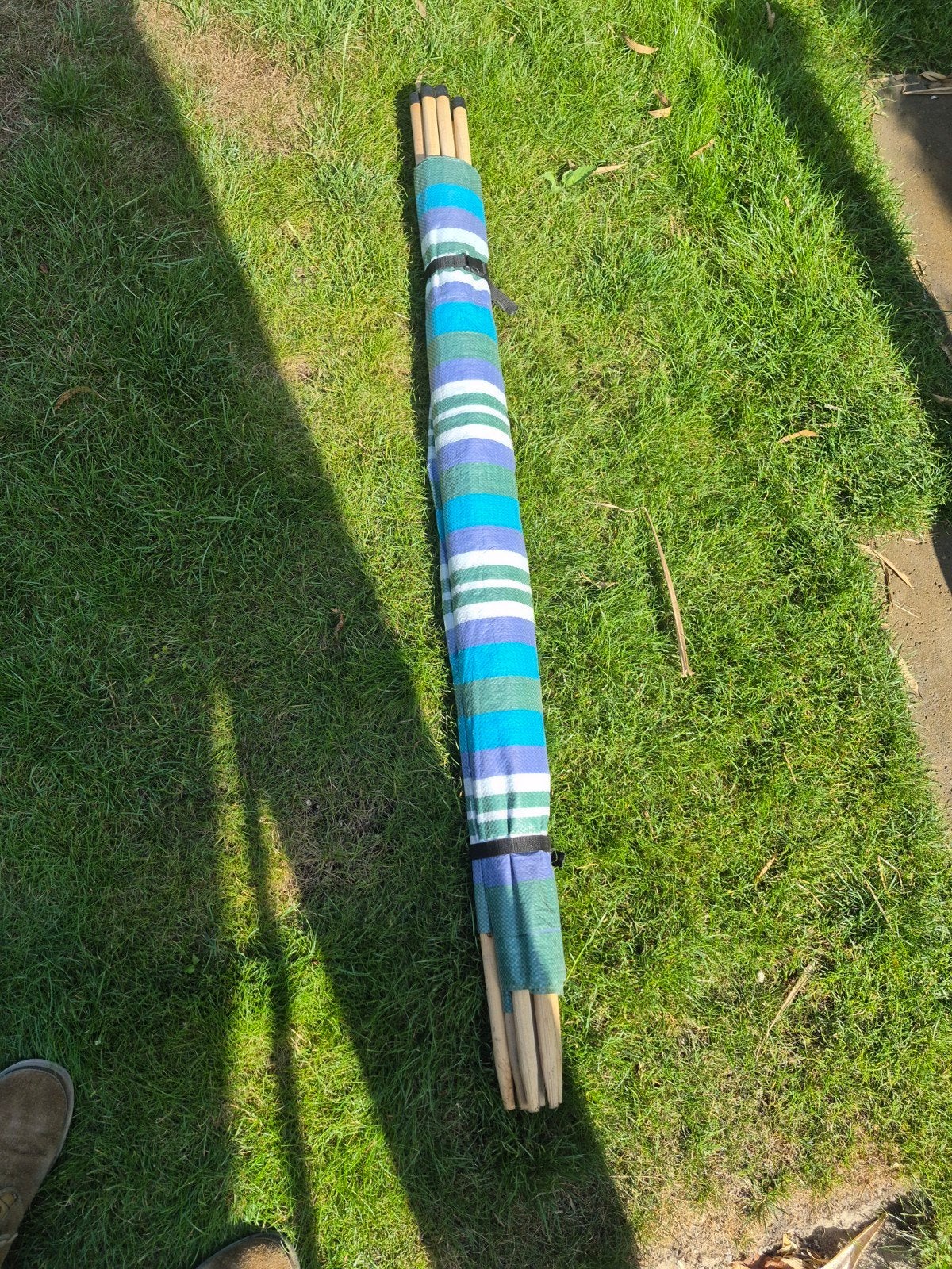 Houten tentstokken in draagtas, Ophalen, Gebruikt