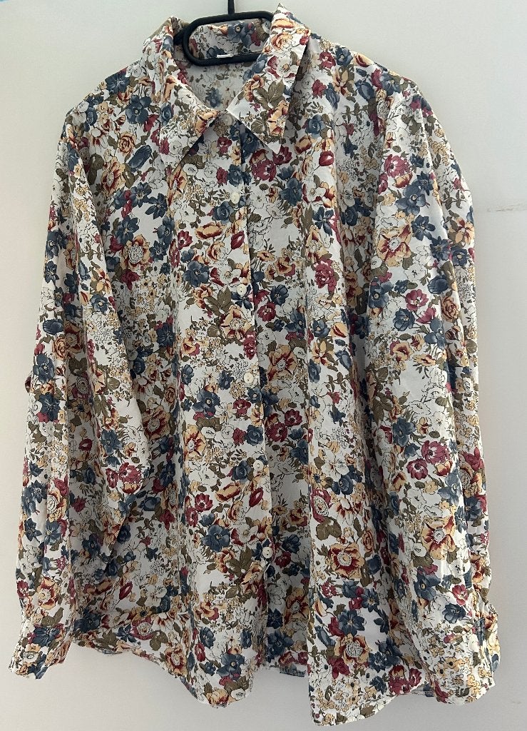 Mooie gebloemde blouse maat XL, Ophalen of Verzenden, Zo goed als nieuw, Maat 46/48 (XL) of groter, Blauw