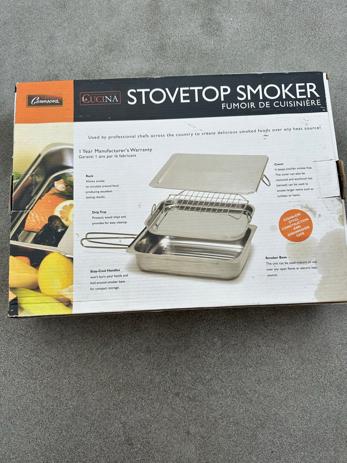 Camerons Stovetop Smoker Rookoven, Ophalen, Overige typen, Zilver, Zo goed als nieuw