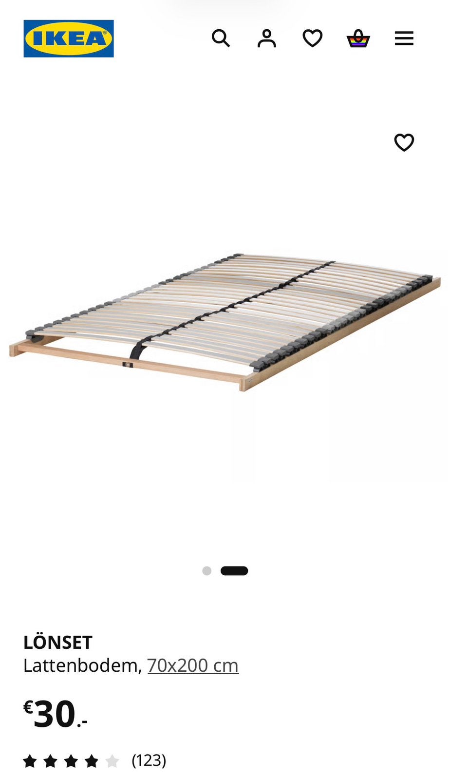 Ikea Lönset lattenbodems 70x200 twee stuks, Huis en Inrichting, Slaapkamer | Matrassen en Bedbodems, Ophalen, Zo goed als nieuw