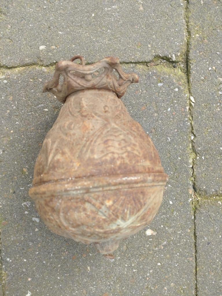 Antiek gietijzeren contragewicht voor olielamp, Antiek en Kunst, Ophalen of Verzenden