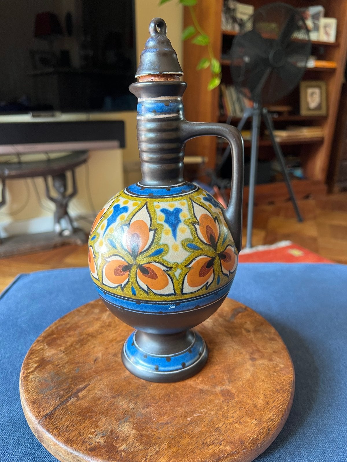 Vintage Blareth Holland aardewerk karaf met kurk, Ophalen of Verzenden