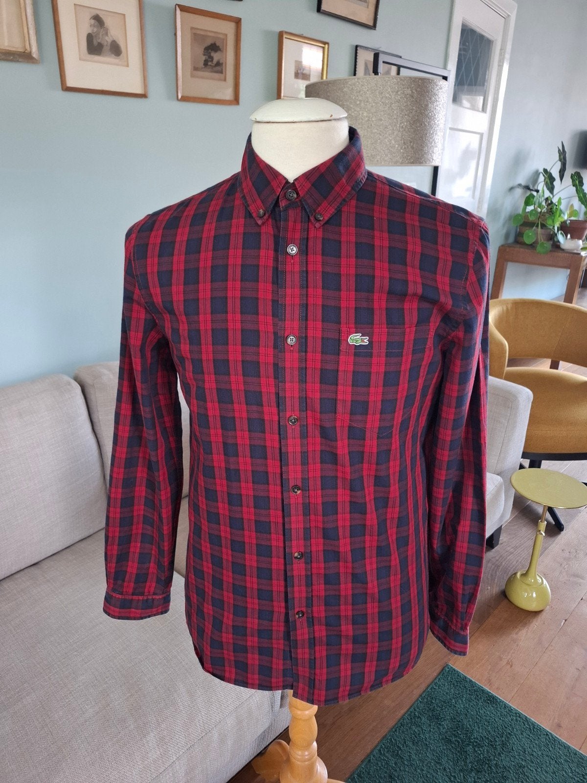 Lacoste overhemd maat s, Kleding | Heren, Overhemden, Ophalen of Verzenden, Zo goed als nieuw, Rood, Lacoste