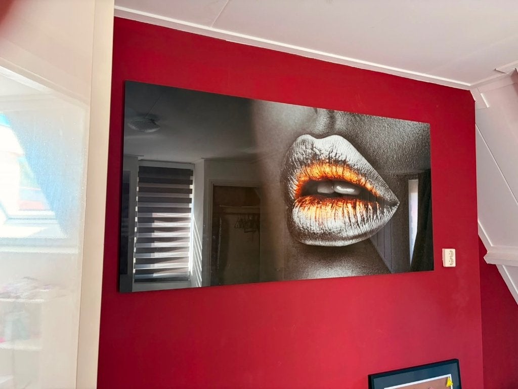 Schilderij zilver gouden lippen, Ophalen, Overige materialen, Overig onderwerp