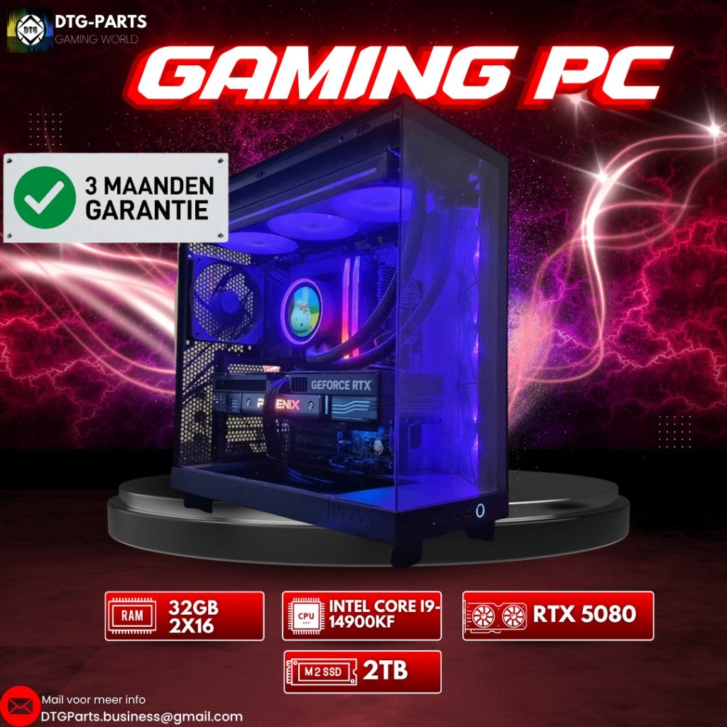 Gaming PC // RTX 5080 & Intel Core i9-14900KF, Computers en Software, Desktop Pc's, Refurbished, 4 Ghz of meer, SSD, 32 GB, Met videokaart