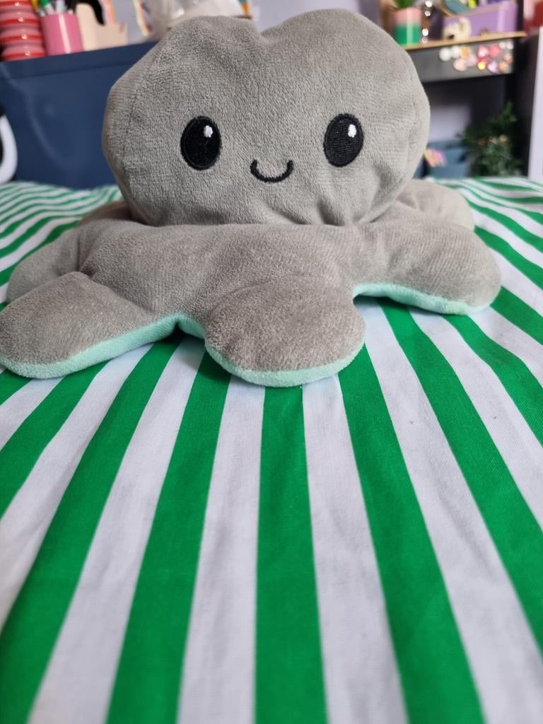 Grijze/blauwe octopus knuffel - Zo goed als nieuw, Ophalen, Zo goed als nieuw, Grijs, Overige typen