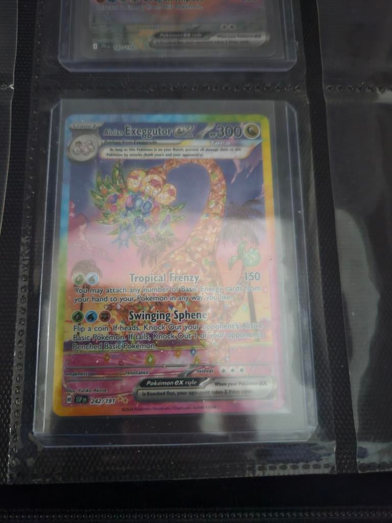 Pokemon Alolan Exeggutor ex 242/191 Surging Sparks, Ophalen of Verzenden, Zo goed als nieuw, Losse kaart, Foil