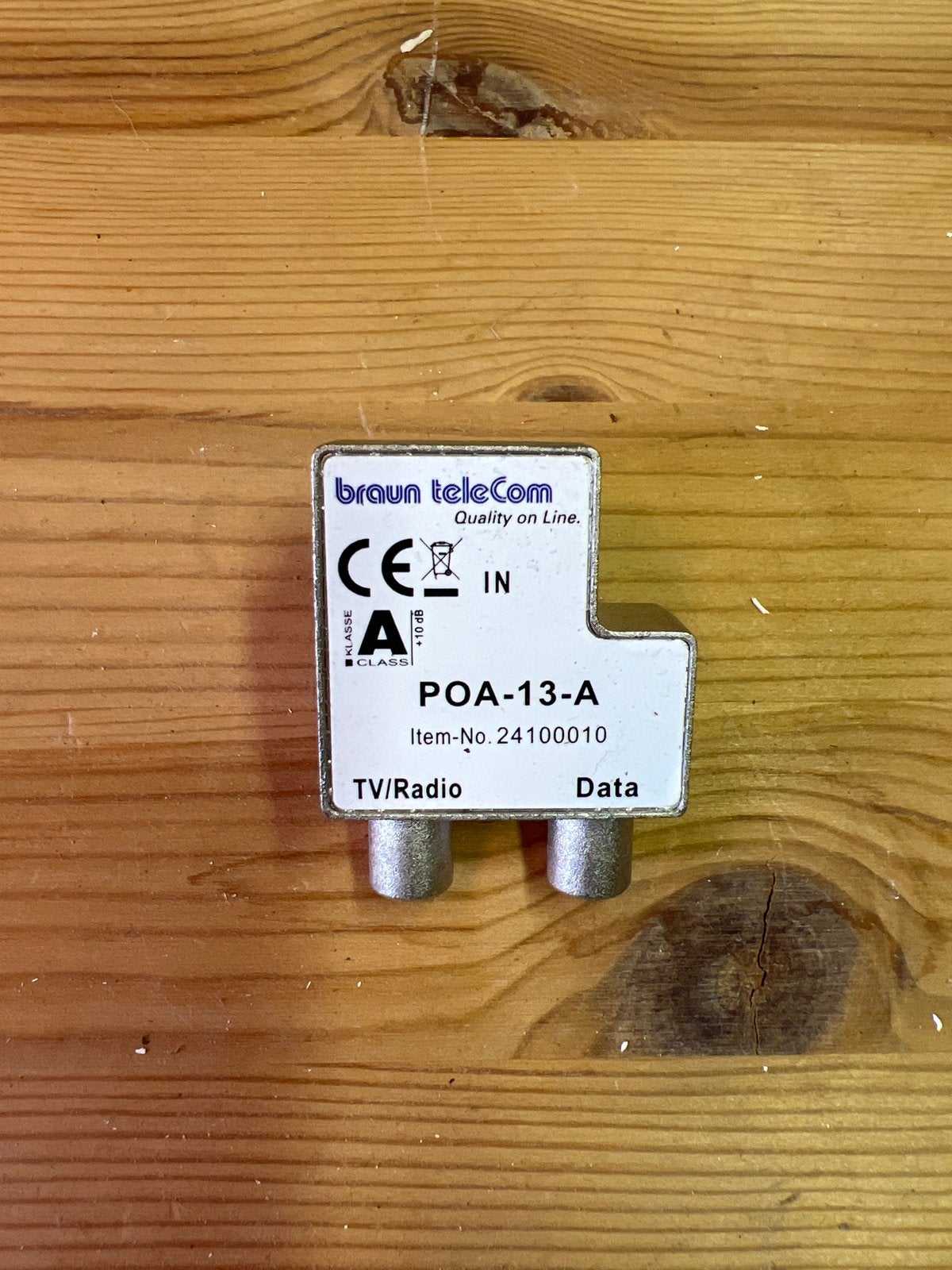 Braun teleCom POA-13-A Coaxiale Splitter TV/Radio/Data, Ophalen of Verzenden, Gebruikt, Minder dan 2 meter, Coaxiale kabel
