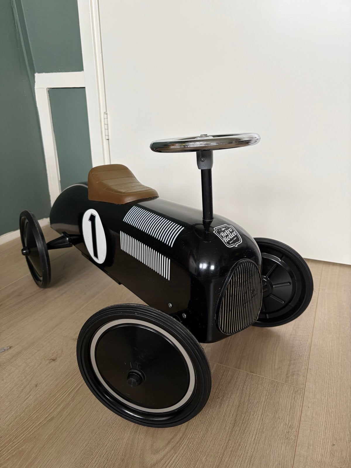 Retro Roller loopauto - Zwart met nummer 1, Ophalen, Gebruikt