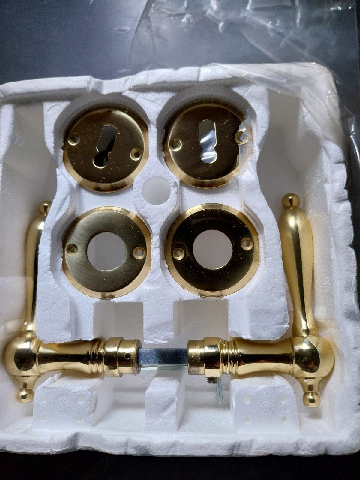 Koperen Deurkruk Set - Klassiek Design, Ophalen of Verzenden, Zo goed als nieuw, Koper of Messing, Klink of Kruk
