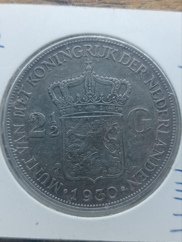 2 1/2 gulden 1930 Wilhelmina in Londen - Zeer Zeldzaam!, Zilver, Ophalen of Verzenden, Koningin Wilhelmina, Losse munt