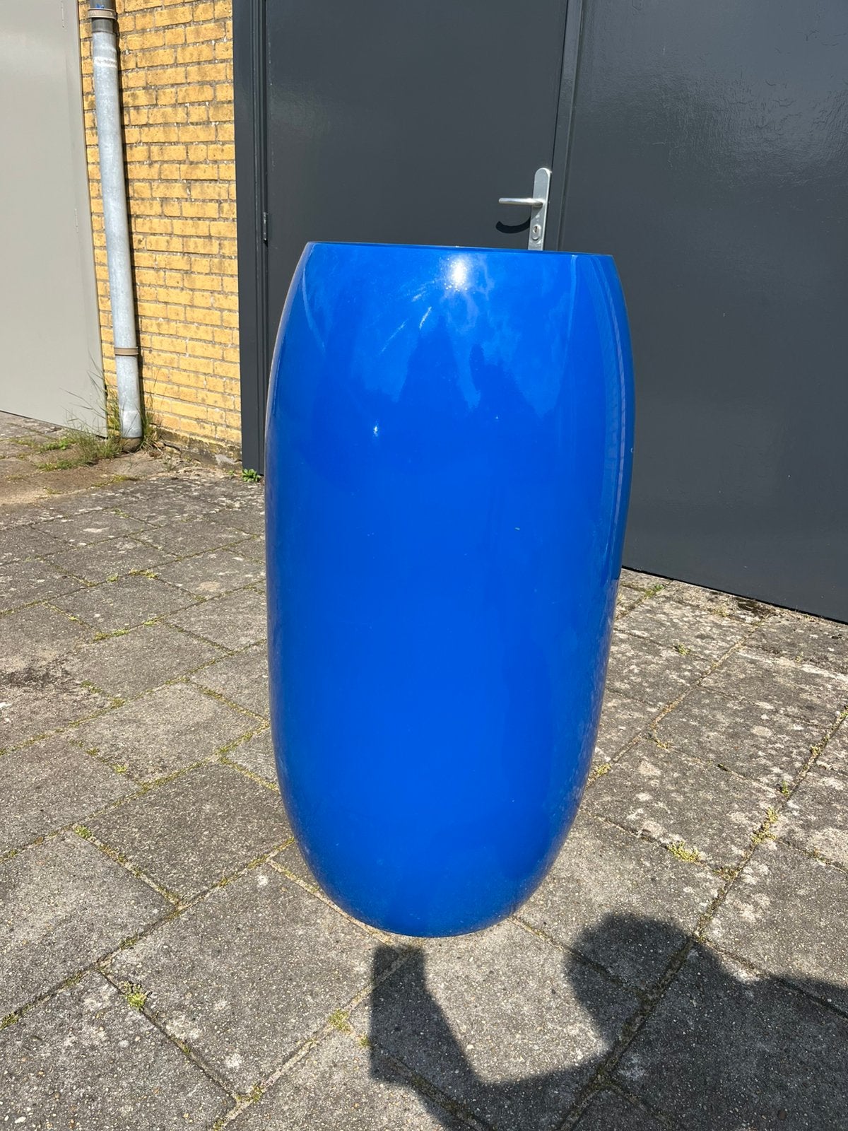 Grote blauwe plantenbak 95cm met wieltjes en binnenpot, Ophalen, Kunststof, Gebruikt, 40 cm of meer