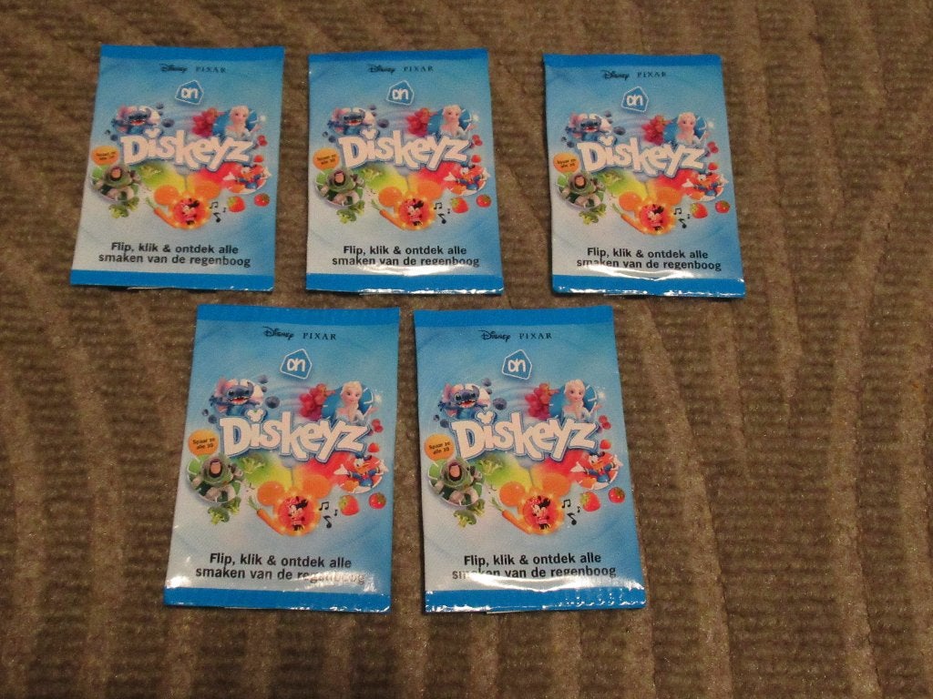 Disney Diskeyz Albert Heijn 5 ongeopende pakjes, Albert Heijn, Verzenden