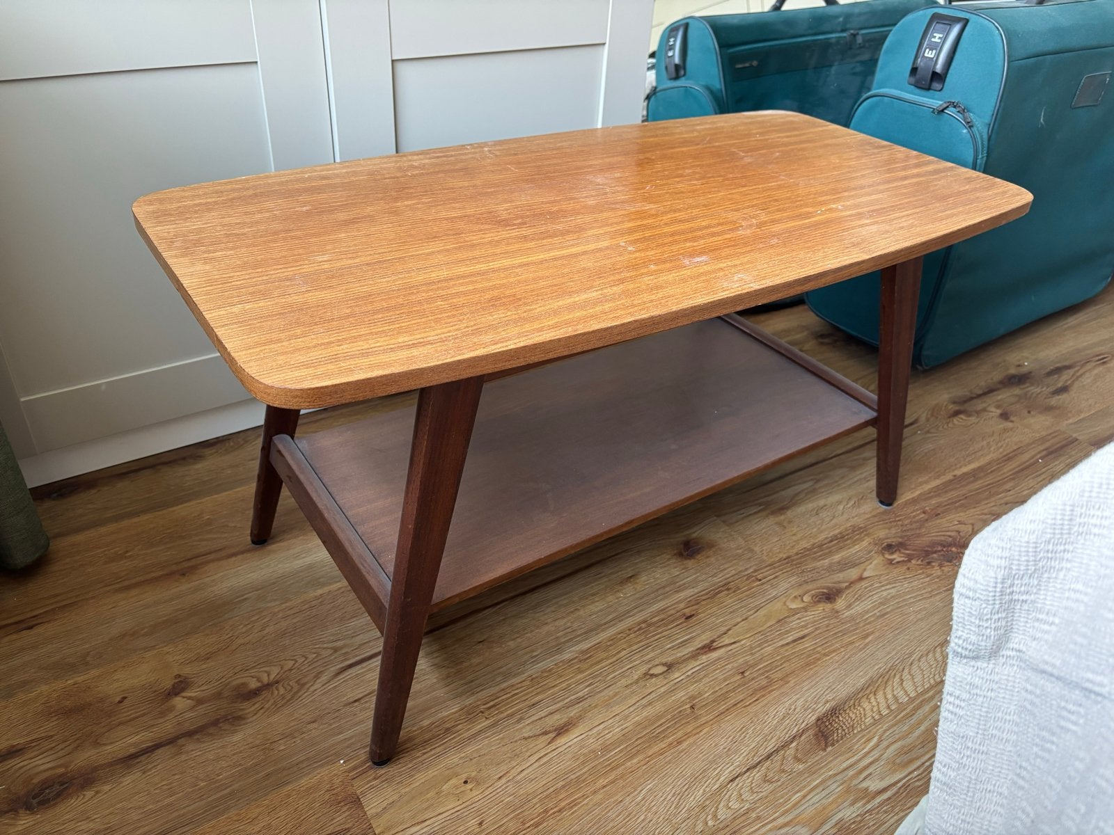 Vintage Teak Salontafel met Extra Plank, Ophalen, Gebruikt, 100 tot 150 cm, Teakhout
