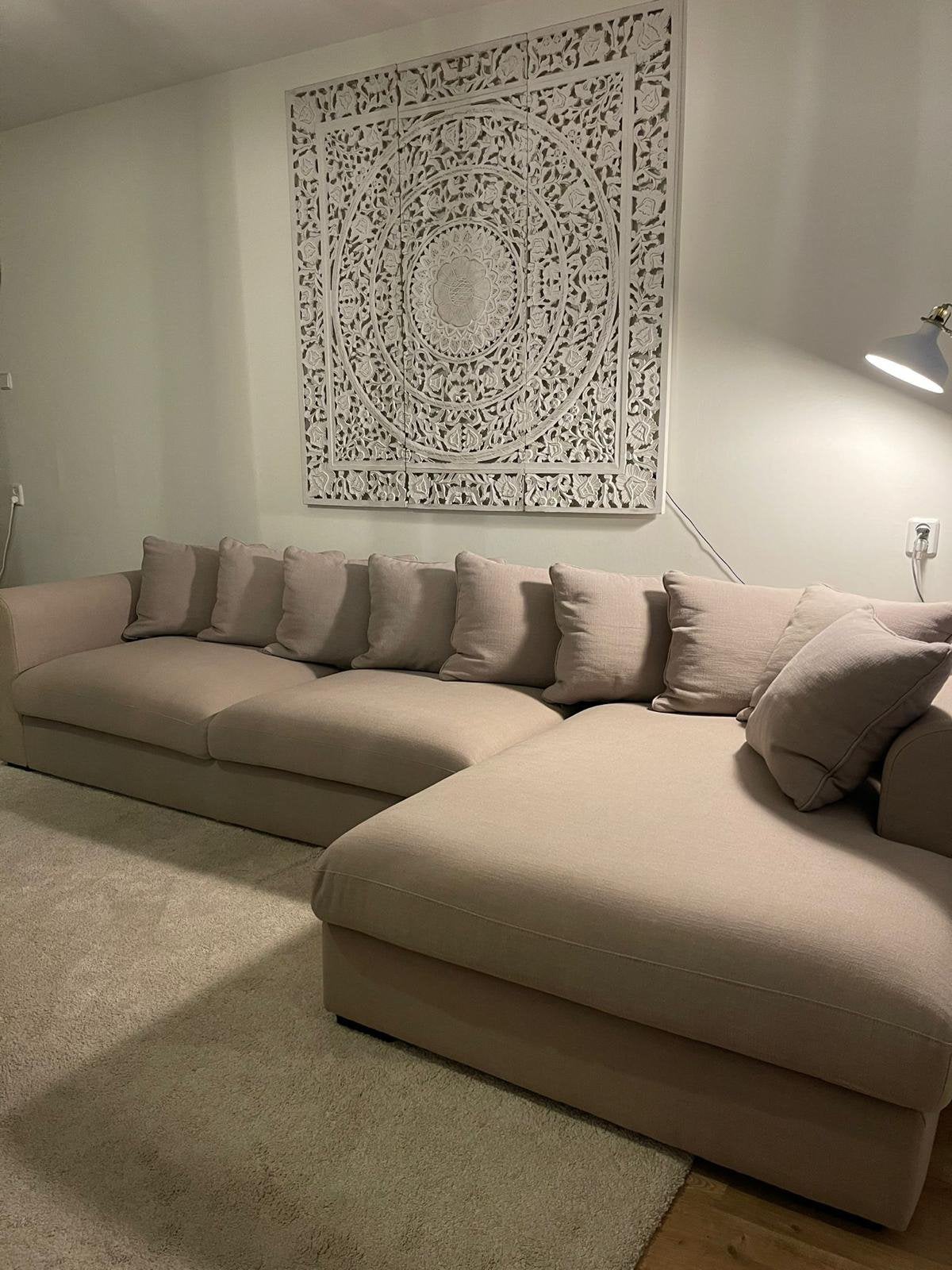 Lounge bank beige /taupe, Ophalen, Gebruikt, 300 cm of meer, 75 tot 100 cm