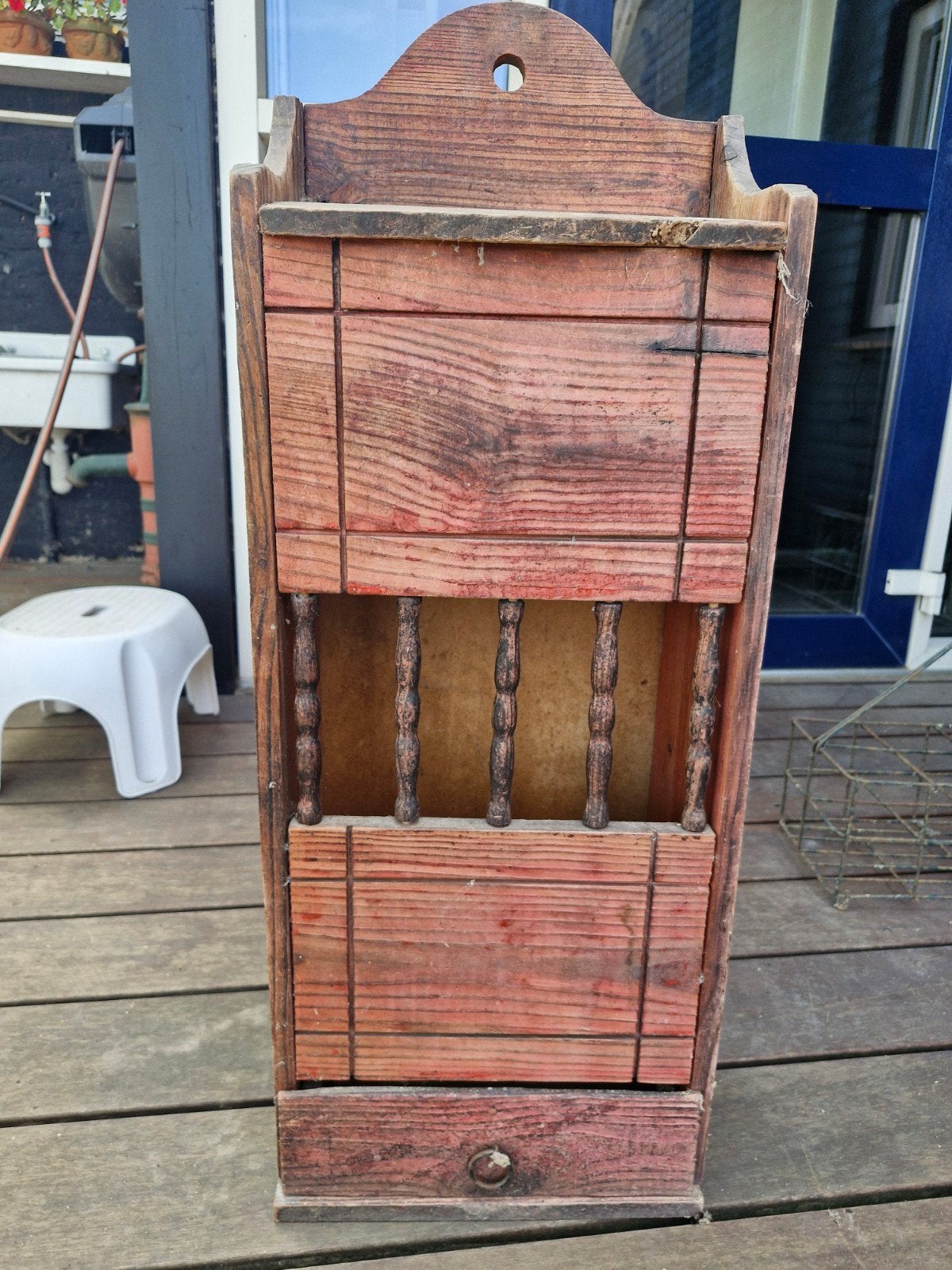 Vintage houten stokbroodkast / broodkast, Ophalen