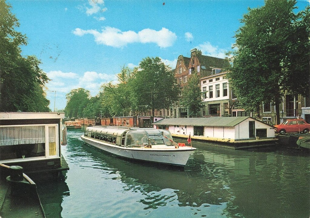 Amsterdam, Prinsengracht met woonboten, Ophalen of Verzenden, 1980 tot heden, Ongelopen, Noord-Holland