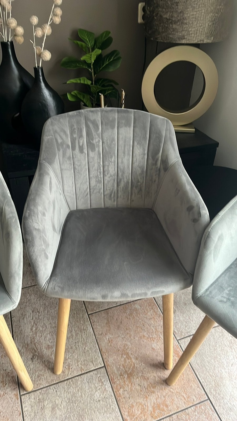 Stoelen velvet 4x, Ophalen, Zo goed als nieuw, Vier, Stof