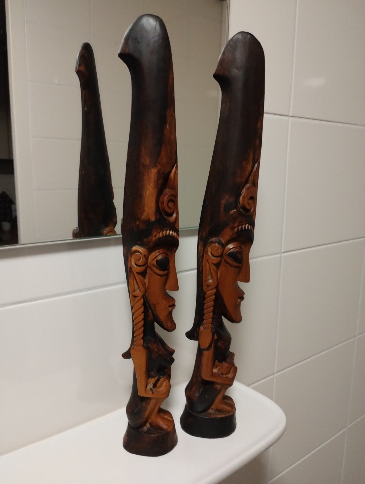 Paar Oude houten beelden Batak Toba Samosir Sumatra, Ophalen of Verzenden