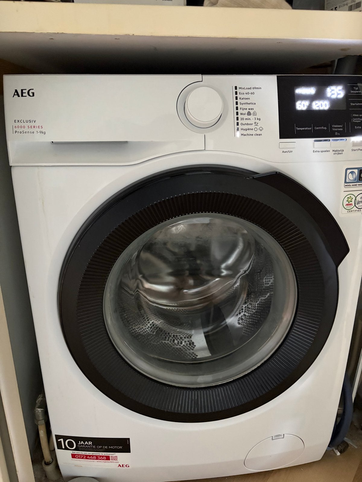 AEG EXCLUSIV 6000 SERIES ProSense 9kg Wasmachine, Ophalen, 1200 tot 1600 toeren, Gebruikt, 8 tot 10 kg