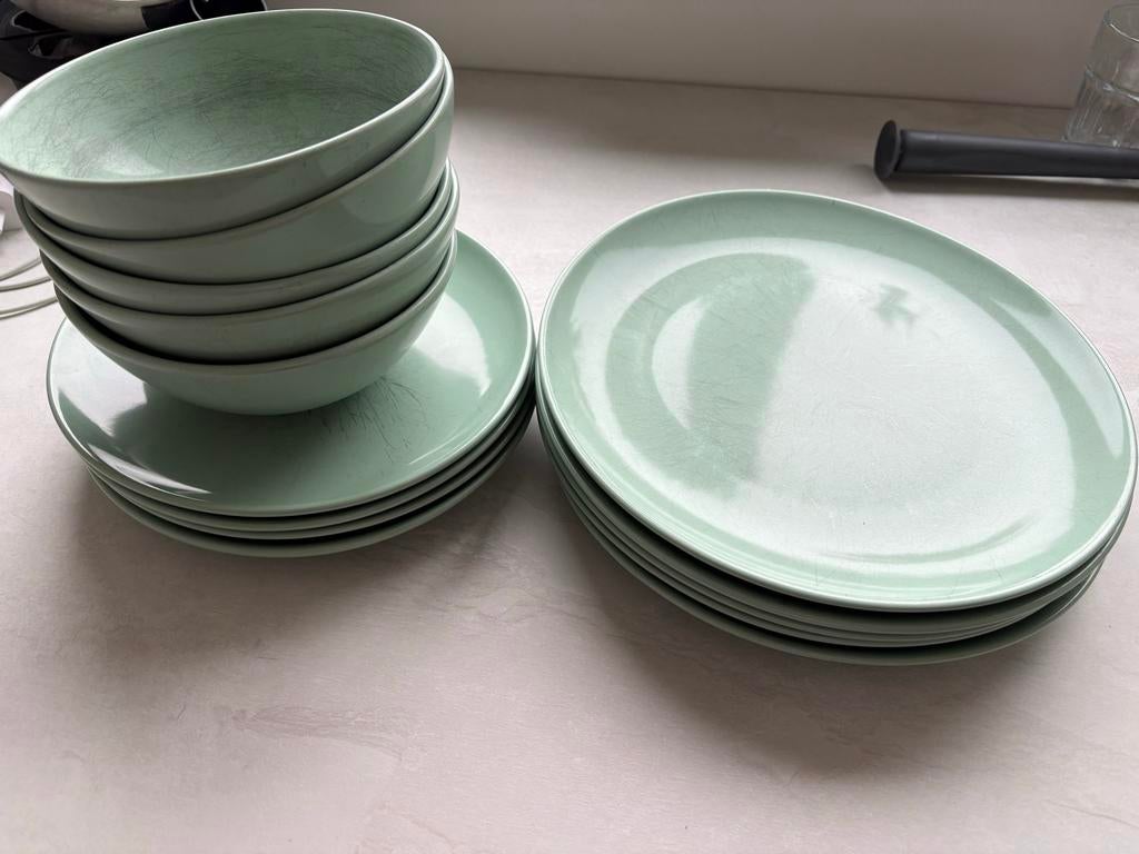IKEA Groen Servies: Borden en Kommen Set, Ophalen, Gebruikt, Keramiek, Bord(en)