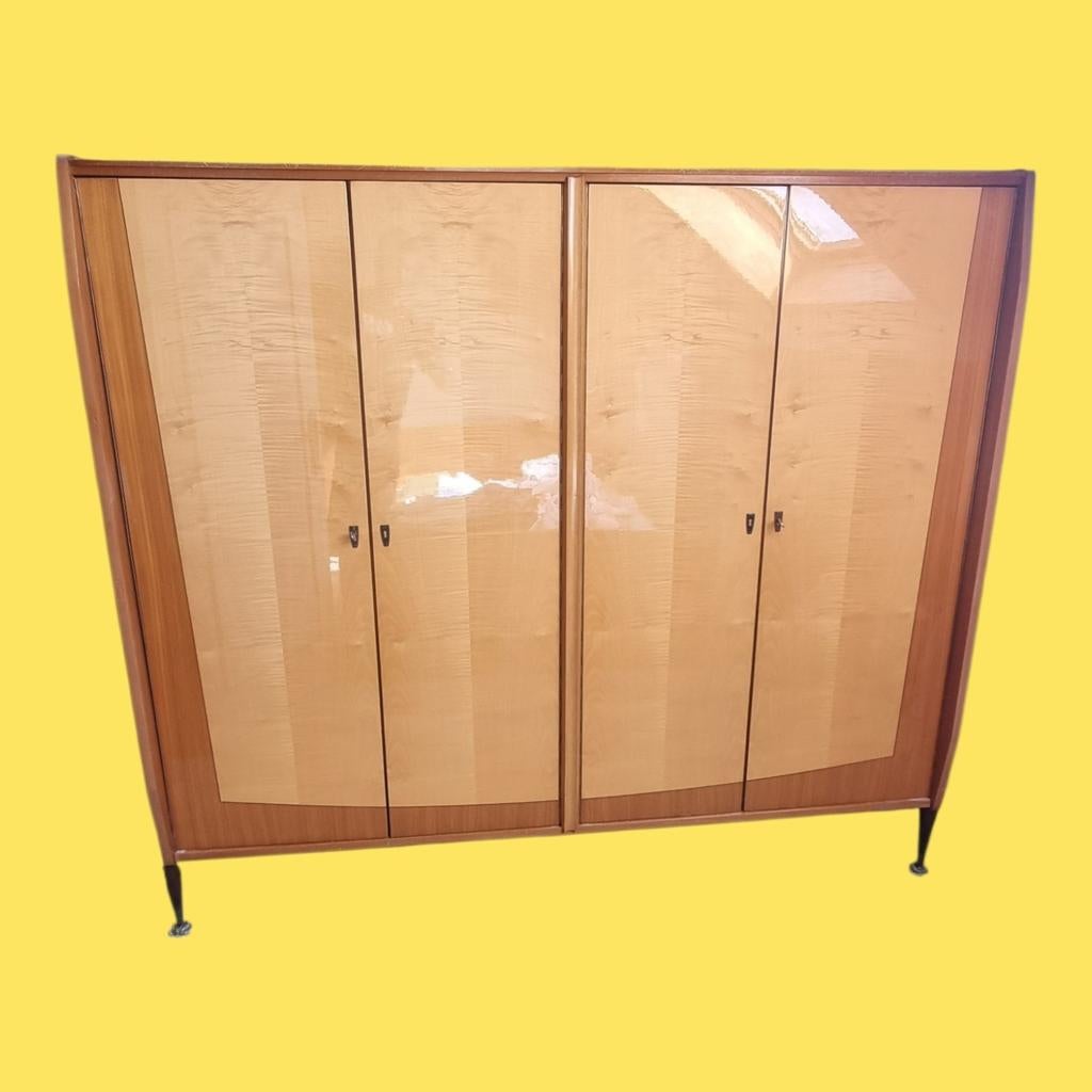 Vintage XL kledingkast jaren 50 60  4 deuren, Ophalen, Gebruikt, ,, ,