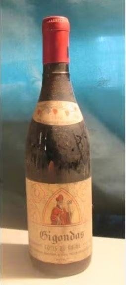 1 Fles Gigondas - Cotes du Rhone - 1970, Verzamelen, Wijnen, Frankrijk, Ophalen of Verzenden, Zo goed als nieuw, Rode wijn