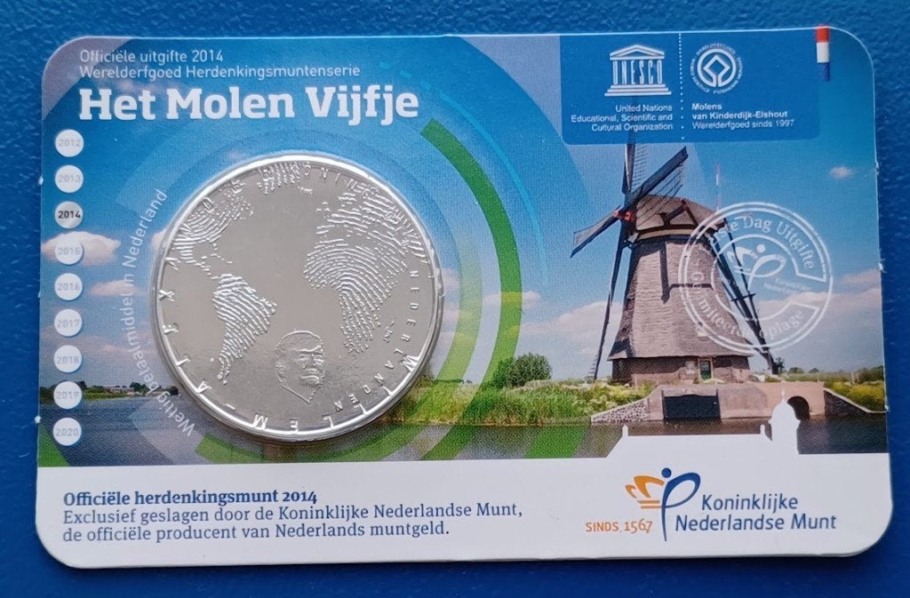Eerste Dag Uitgifte Het Molen Vijfje 2014, Postzegels en Munten, Munten | Nederland, Verzenden, Koningin Beatrix, Euro's, Setje