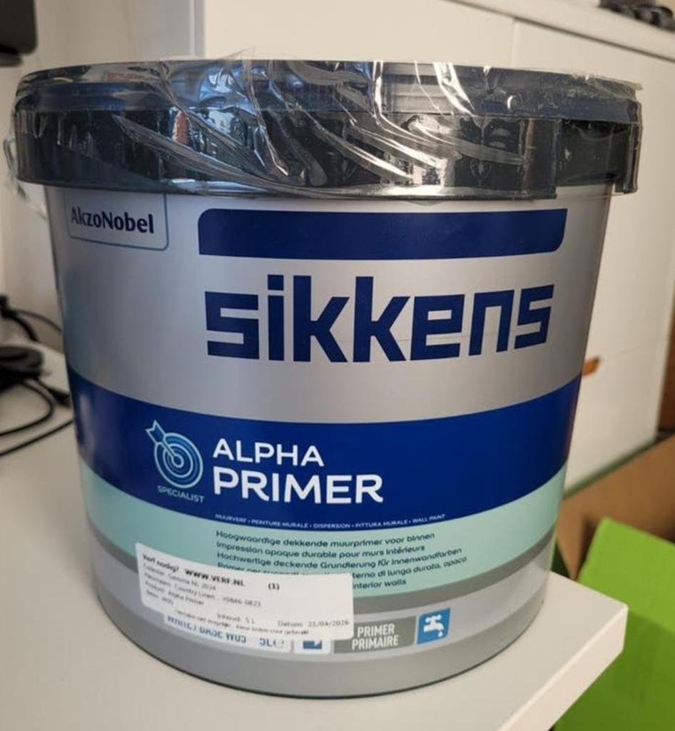 Sikkens Alpha Primer 5L ongeopend, Doe-het-zelf en Verbouw, 5 tot 10 liter, Beige, Nieuw, Ophalen of Verzenden