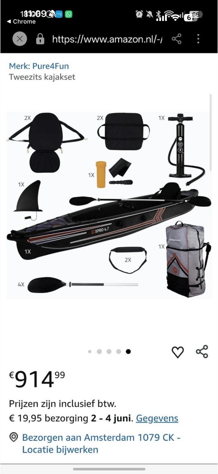 Kajak pure4Fun XPRO 4.7 nieuw in doos, Watersport en Boten, Ophalen of Verzenden