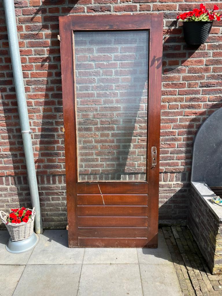Buitendeur met draadglas, Ophalen, Gebruikt, Buitendeur, 200 tot 215 cm