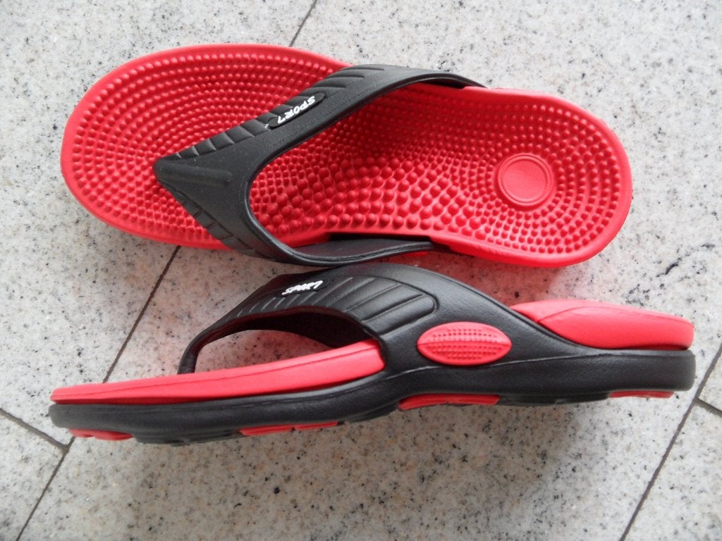 heren slippers - zwembadslippers - rood/zwart - m46 - NIEUW, Slippers, Overige kleuren, Nieuw, Ophalen of Verzenden