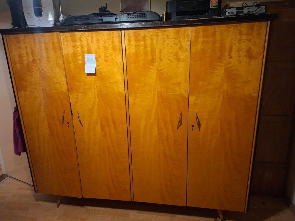 Vintage kledingkast jaren 50/60 - prachtig houtfineer, Ophalen, Huis en Inrichting