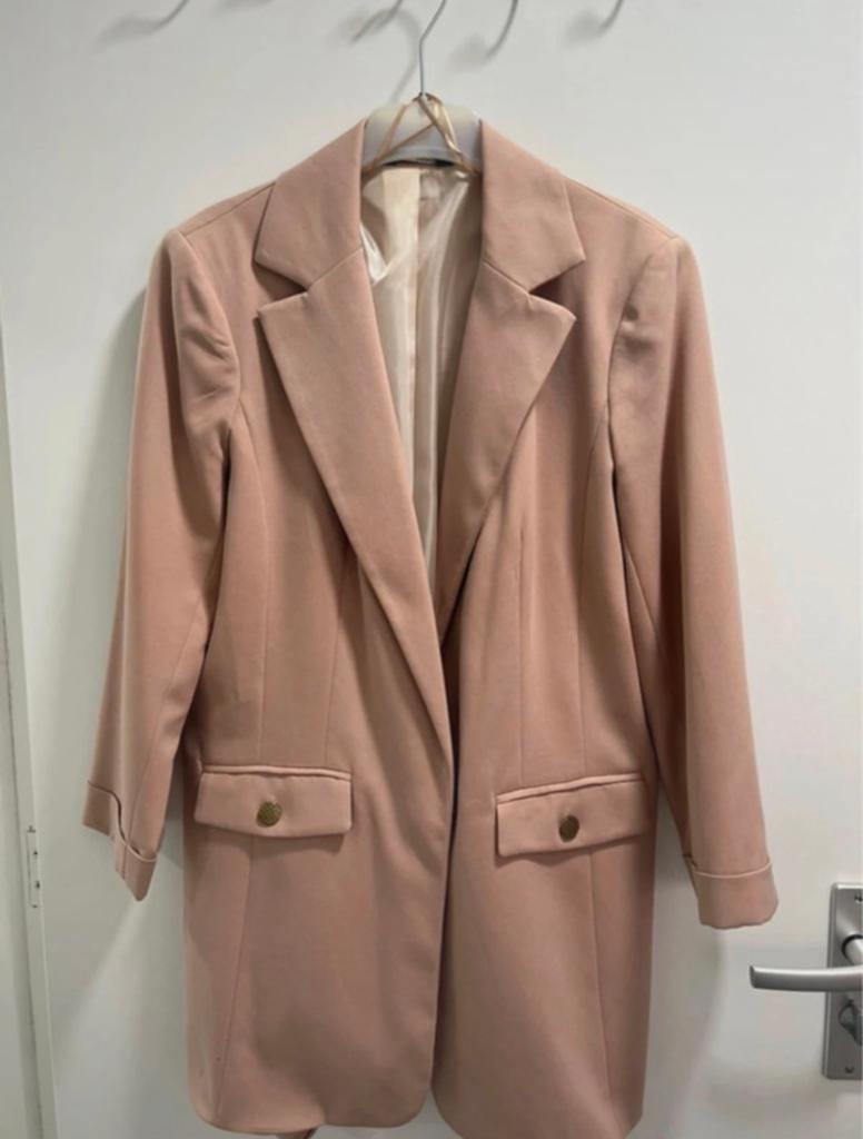 Stijlvolle Longline Blazer – Nude / Oudroze – Maat 38, Ophalen of Verzenden, Zo goed als nieuw, Roze