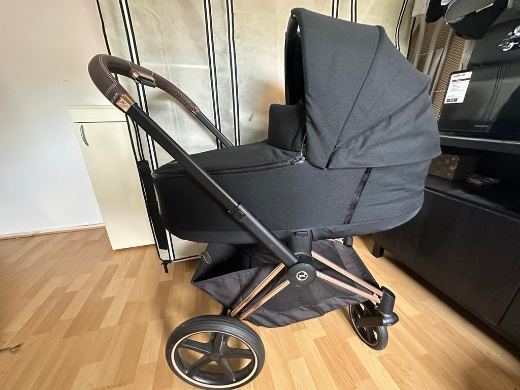 Cybex Priam Black Rose Gold Combiwagen met Autostoel +base, Gebruikt, Combiwagen, Met autostoeltje, Ophalen