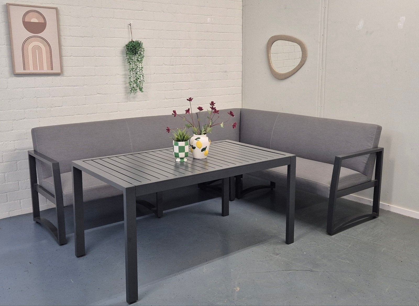 Loungeset Aluminium Hoekbank Antraciet Vaste kussens, Ophalen, 5 zitplaatsen, ., Aluminium