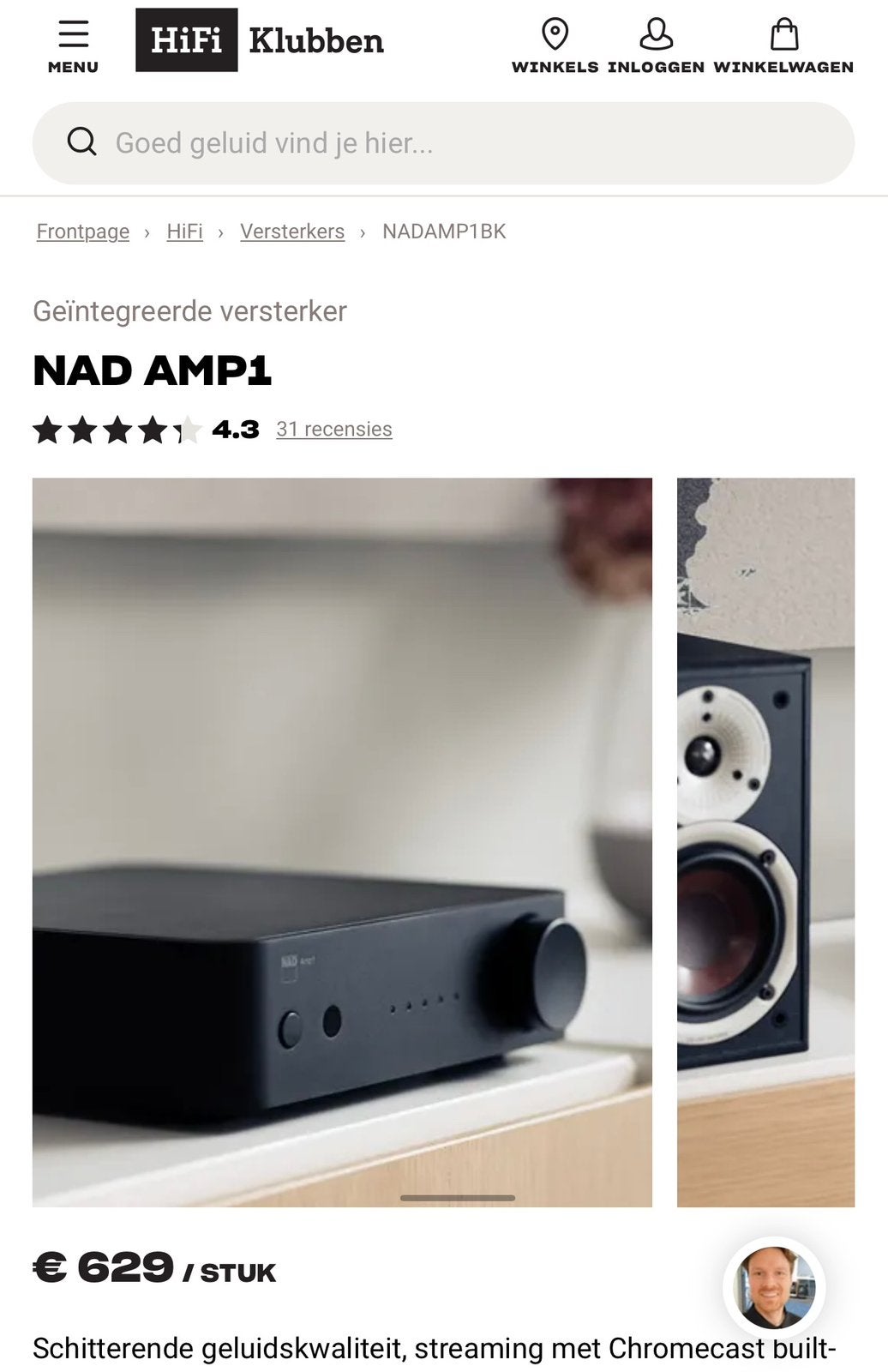 NAD Amp1 Streaming Amplifier NWST met vergulde aansluitingen, Ophalen, Zo goed als nieuw, Overige merken